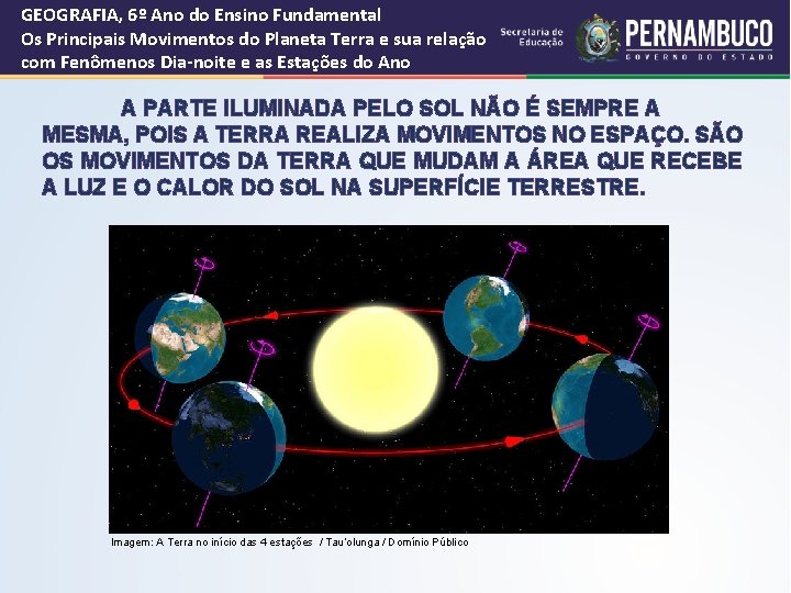 GEOGRAFIA, 6º Ano do Ensino Fundamental Os Principais Movimentos do Planeta Terra e sua