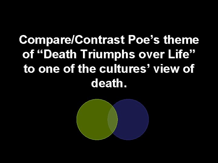 Compare/Contrast Poe’s theme of “Death Triumphs over Life” to one of the cultures’ view