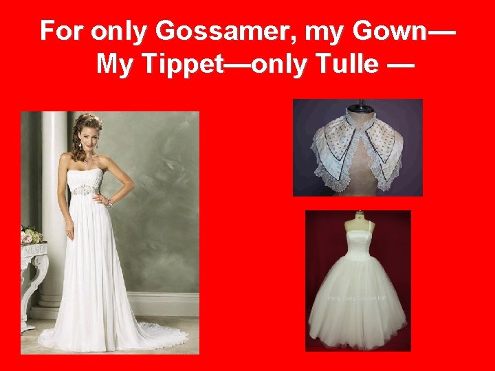 For only Gossamer, my Gown— My Tippet—only Tulle — 