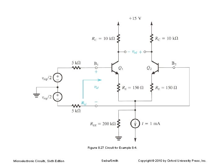 Figure 8. 27 Circuit for Example 8. 4. Microelectronic Circuits, Sixth Edition Sedra/Smith Copyright