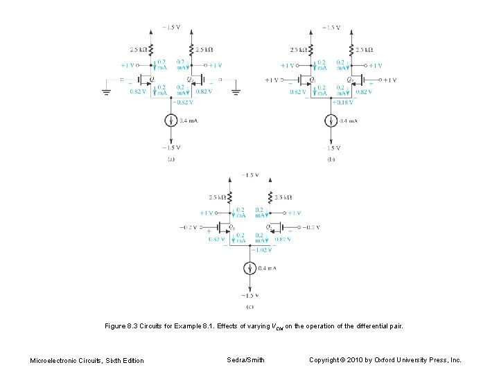 Figure 8. 3 Circuits for Example 8. 1. Effects of varying VCM on the