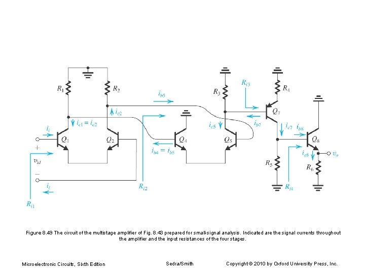 Figure 8. 49 The circuit of the multistage amplifier of Fig. 8. 43 prepared