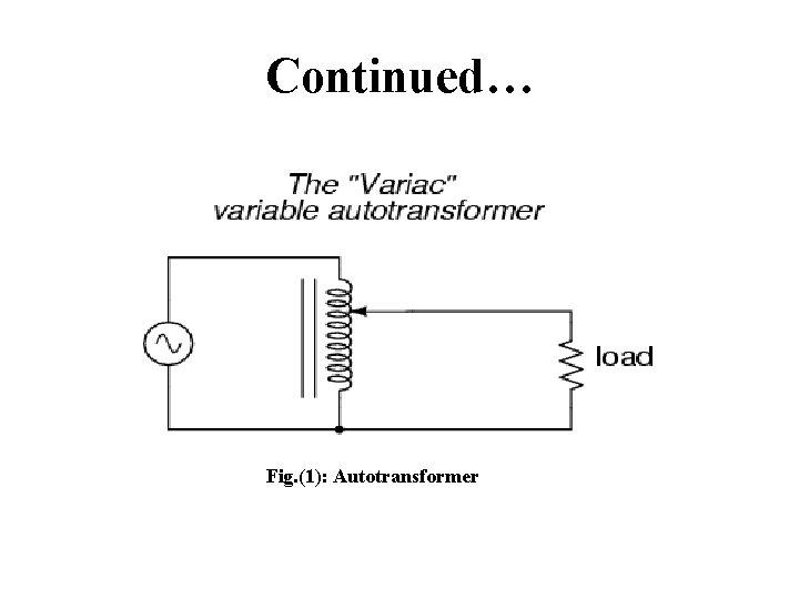 Continued… Fig. (1): Autotransformer 