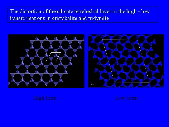 The distortion of the silicate tetrahedral layer in the high - low transformations in