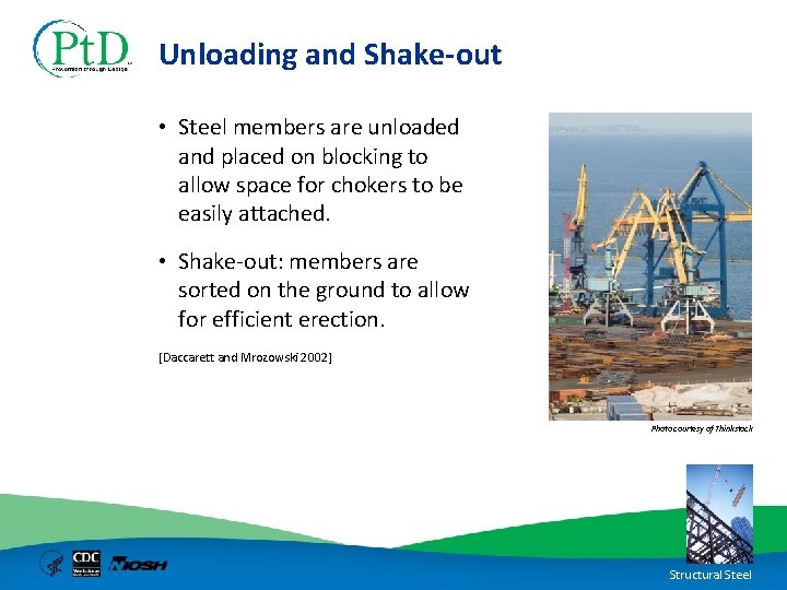 Unloading and Shake out • Steel members are unloaded and placed on blocking to