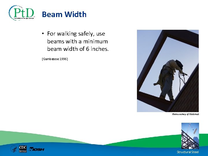 Beam Width • For walking safely, use beams with a minimum beam width of