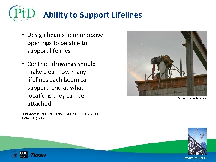 Ability to Support Lifelines • Design beams near or above openings to be able