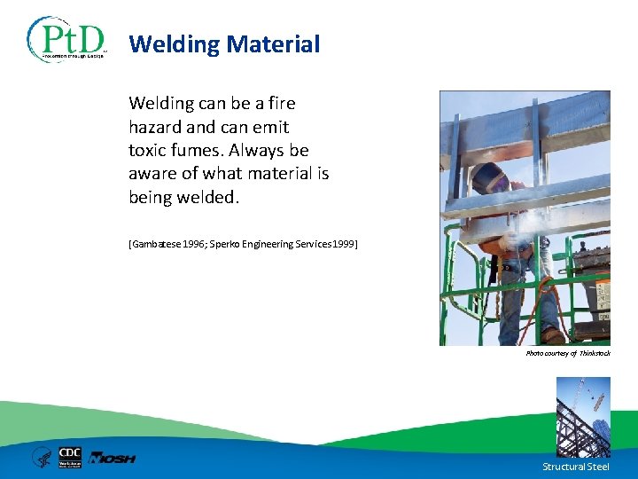Welding Material Welding can be a fire hazard and can emit toxic fumes. Always