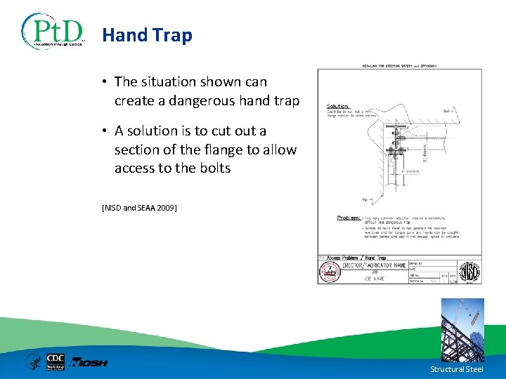 Hand Trap • The situation shown can create a dangerous hand trap • A