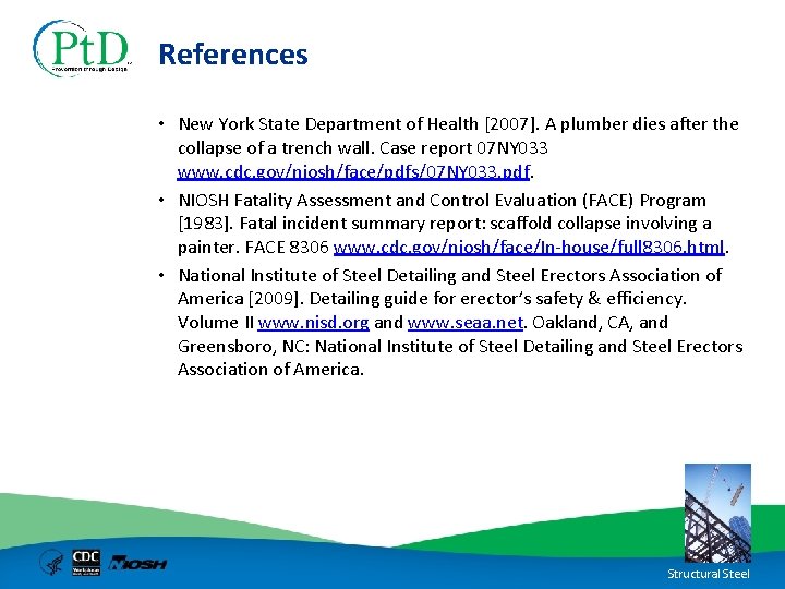 References • New York State Department of Health [2007]. A plumber dies after the