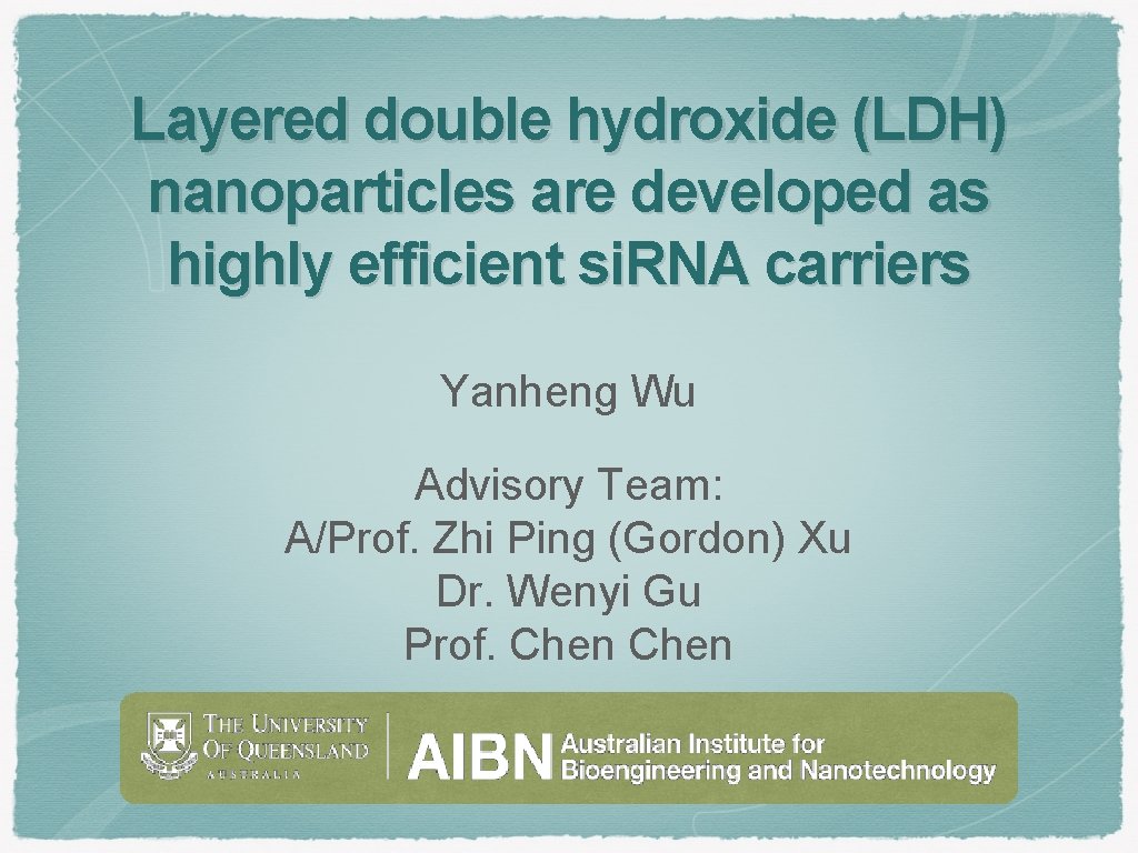 Layered double hydroxide (LDH) nanoparticles are developed as highly efficient si. RNA carriers Yanheng