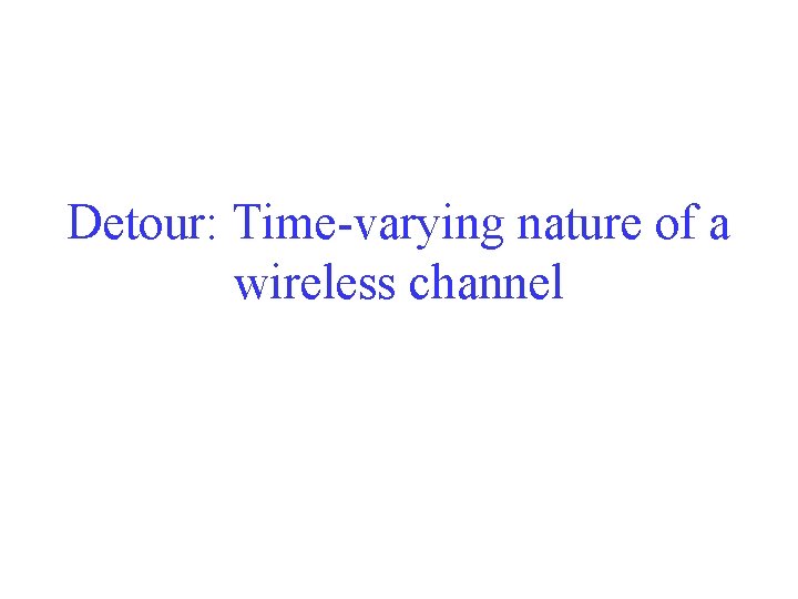 Detour: Time-varying nature of a wireless channel 