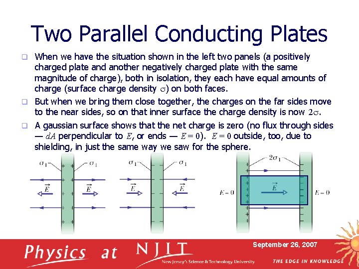 Two Parallel Conducting Plates When we have the situation shown in the left two