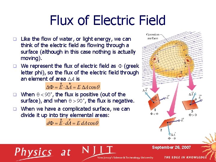 Flux of Electric Field Like the flow of water, or light energy, we can
