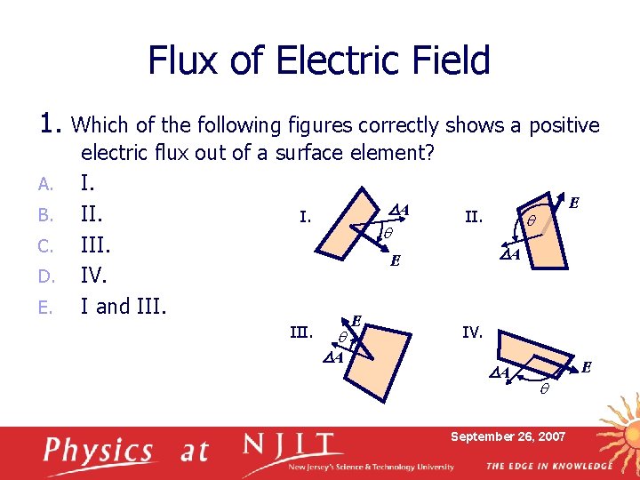 Flux of Electric Field 1. A. B. C. D. E. Which of the following