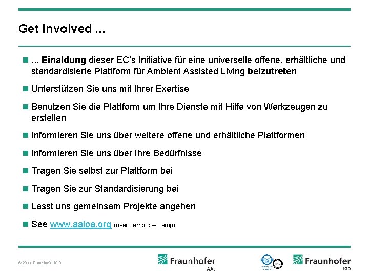 Get involved. . . n. . . Einaldung dieser EC’s Initiative für eine universelle