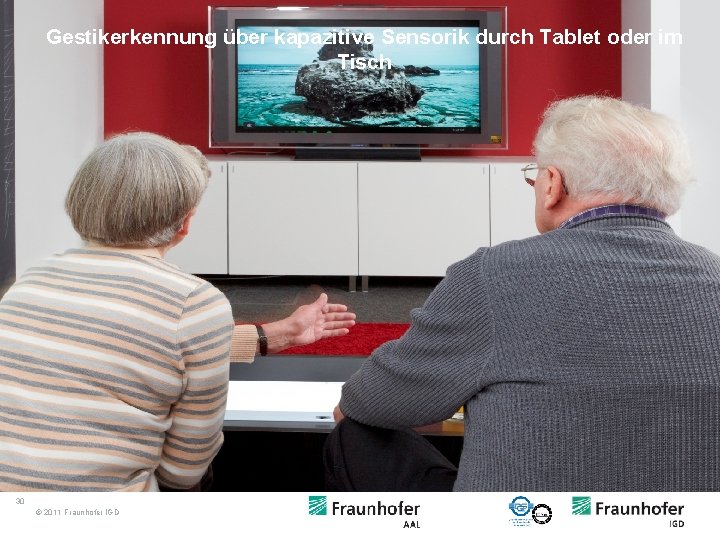 Gestikerkennung über kapazitive Sensorik durch Tablet oder im Kapazitive Sensoren Tisch 30 © 2011