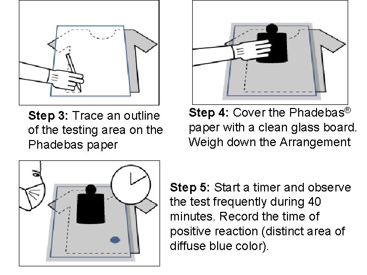 Step 3: Trace an outline of the testing area on the Phadebas paper Step