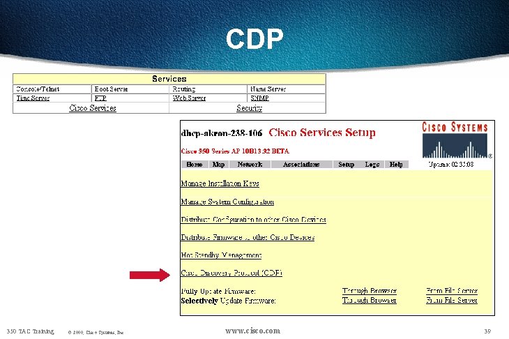 CDP 350 TAC Training © 2000, Cisco Systems, Inc. www. cisco. com 39 