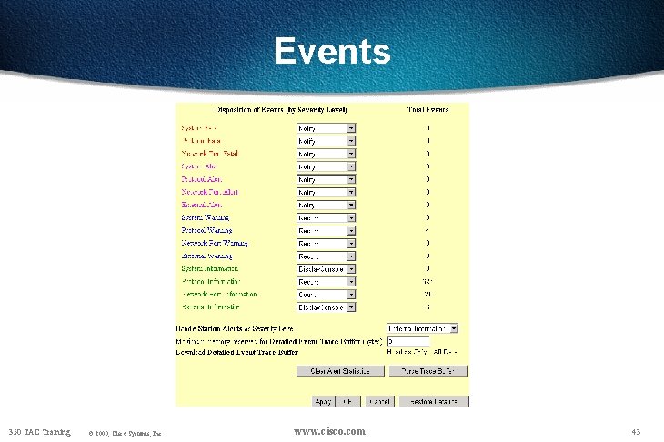 Events 350 TAC Training © 2000, Cisco Systems, Inc. www. cisco. com 43 