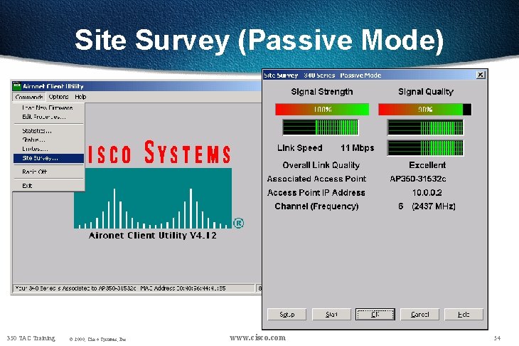 Site Survey (Passive Mode) 350 TAC Training © 2000, Cisco Systems, Inc. www. cisco.