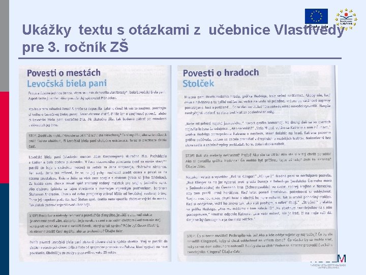 Ukážky textu s otázkami z učebnice Vlastivedy pre 3. ročník ZŠ 