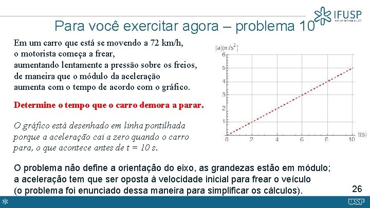 Para você exercitar agora – problema 10 Em um carro que está se movendo