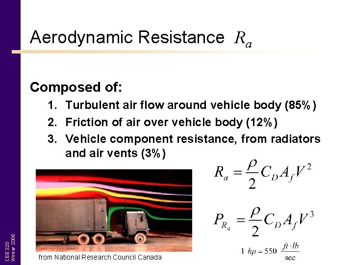 Aerodynamic Resistance Ra Composed of: CEE 320 Winter 2006 1. Turbulent air flow around