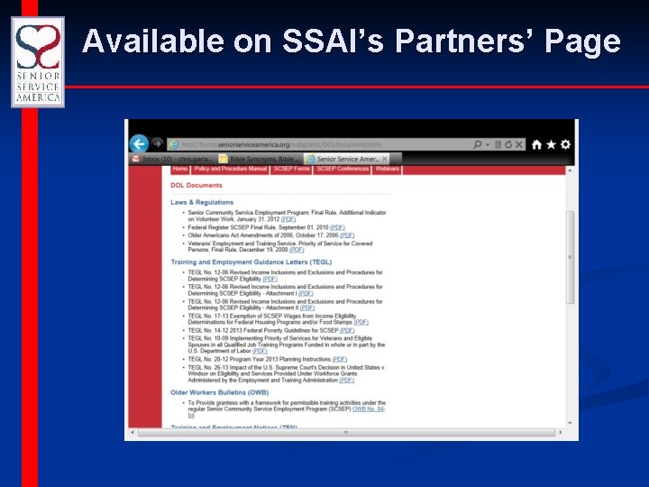 Available on SSAI’s Partners’ Page 