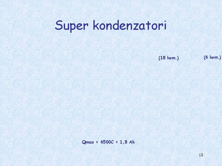 Super kondenzatori (6 kom. ) (18 kom. ) Qmax = 6500 C = 1,
