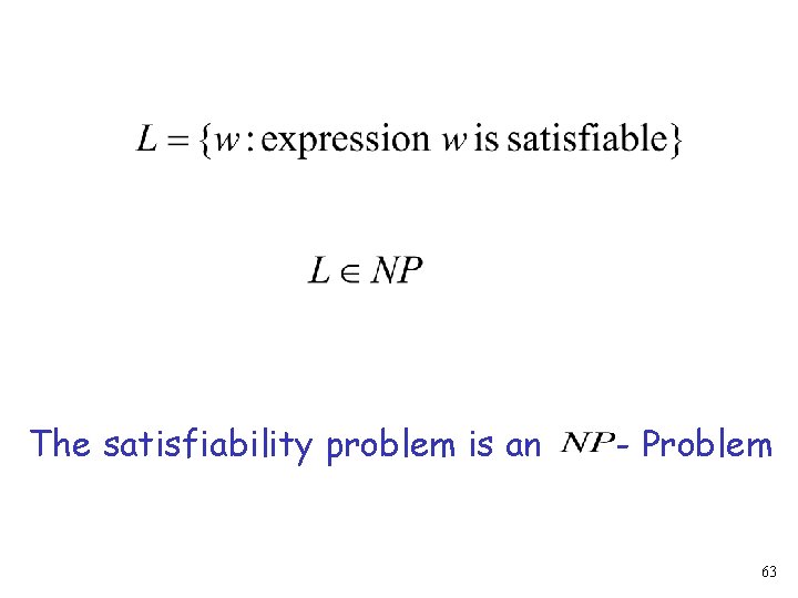 The satisfiability problem is an - Problem 63 