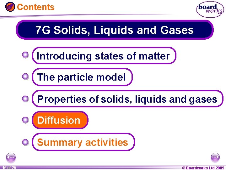 Contents 7 G Solids, Liquids and Gases Introducing states of matter The particle model