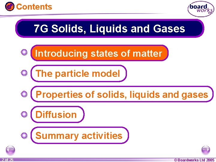 Contents 7 G Solids, Liquids and Gases Introducing states of matter The particle model