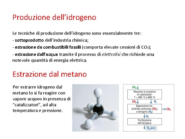 Produzione dell’idrogeno Le tecniche di produzione dell’idrogeno sono essenzialmente tre: - sottoprodotto dell’industria chimica;