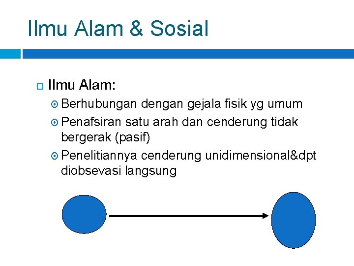 Ilmu Alam & Sosial Ilmu Alam: Berhubungan dengan gejala fisik yg umum Penafsiran satu