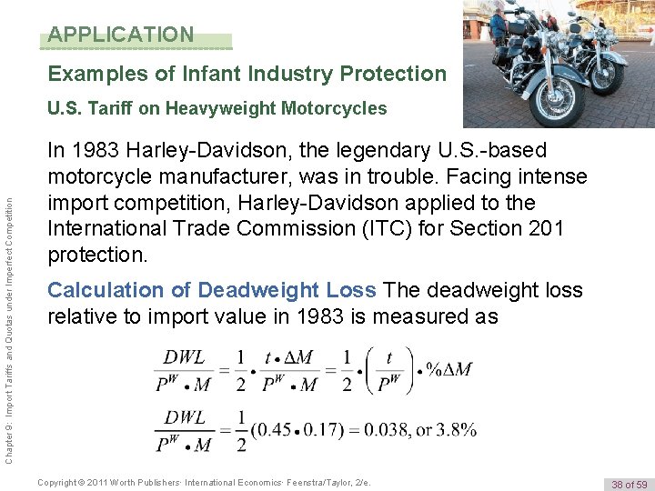 APPLICATION Examples of Infant Industry Protection Chapter 9: Import Tariffs and Quotas under Imperfect
