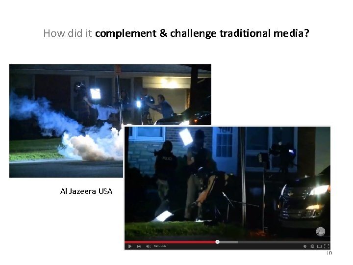 How did it complement & challenge traditional media? Al Jazeera USA 10 