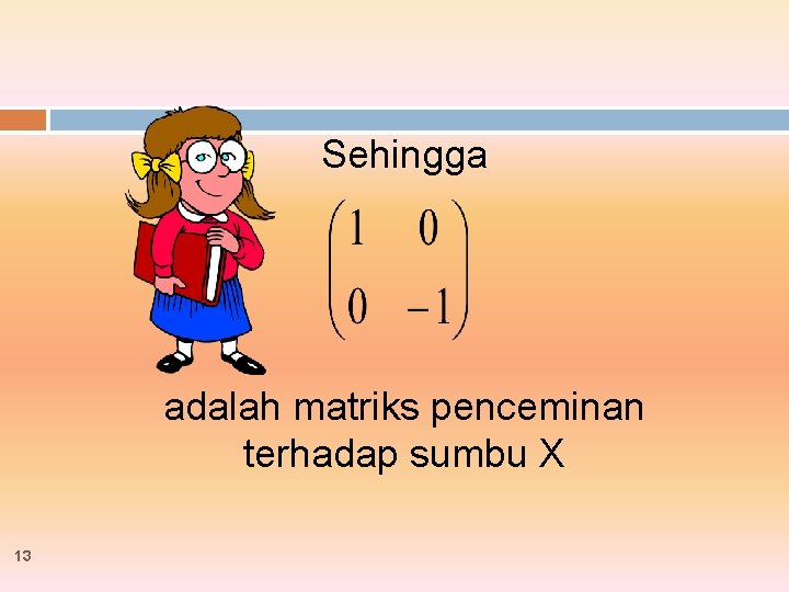 Sehingga adalah matriks penceminan terhadap sumbu X 13 