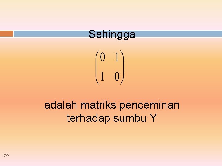 Sehingga adalah matriks penceminan terhadap sumbu Y 32 