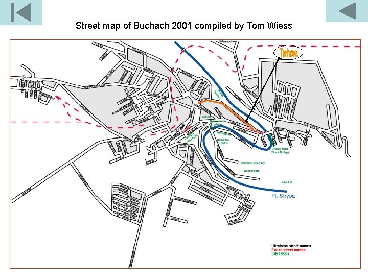 Street map of Buchach 2001 compiled by Tom Wiess 