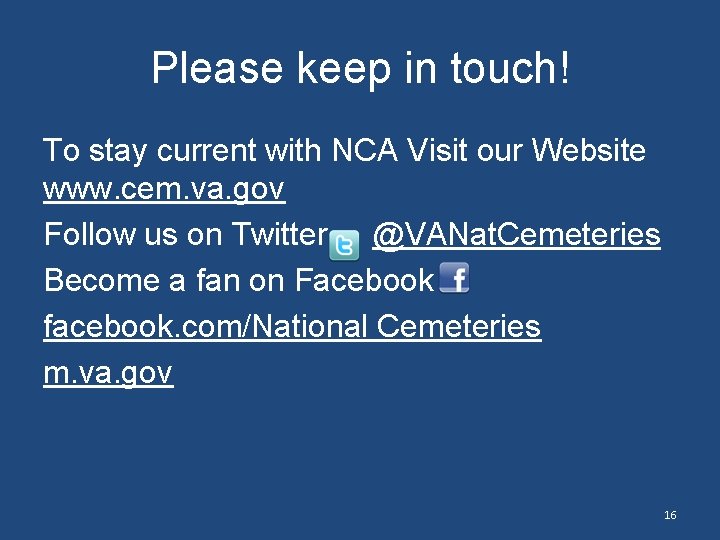 Please keep in touch! To stay current with NCA Visit our Website www. cem. Please keep in touch! To stay current with NCA Visit our Website www. cem.