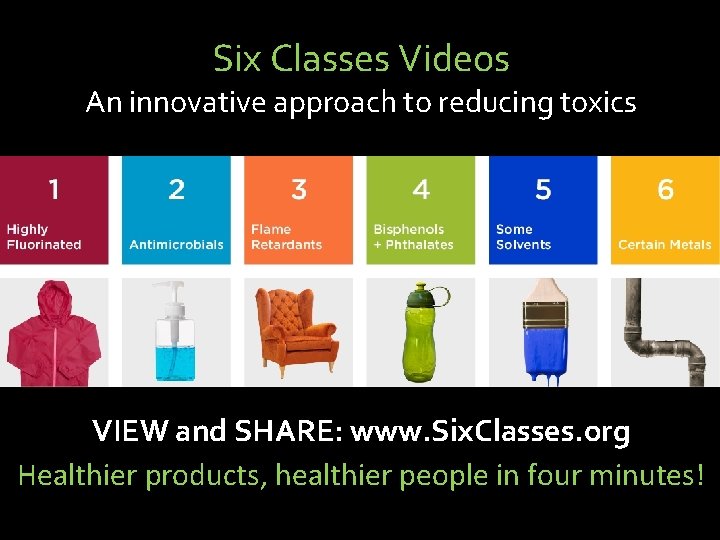 Six Classes Videos An innovative approach to reducing toxics VIEW and SHARE: www. Six.