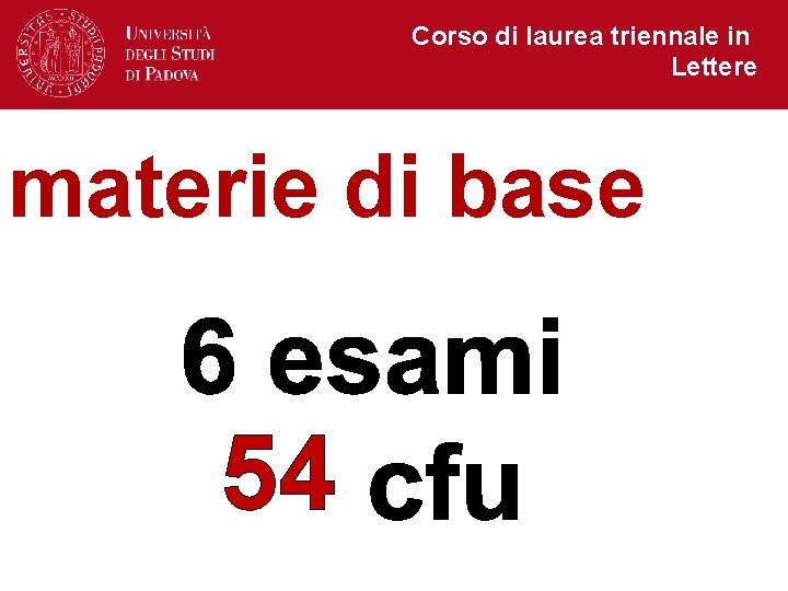 Corso di laurea triennale in Lettere materie di base 54 