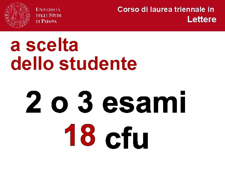 Corso di laurea triennale in Lettere a scelta dello studente 18 