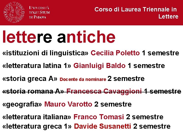 Corso di Laurea Triennale in Lettere lettere antiche «istituzioni di linguistica» Cecilia Poletto 1