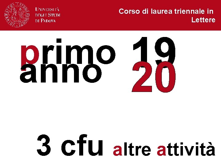 Corso di laurea triennale in Lettere primo anno 20 3 cfu altre attività 