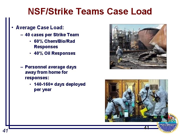 NSF/Strike Teams Case Load • Average Case Load: – 40 cases per Strike Team