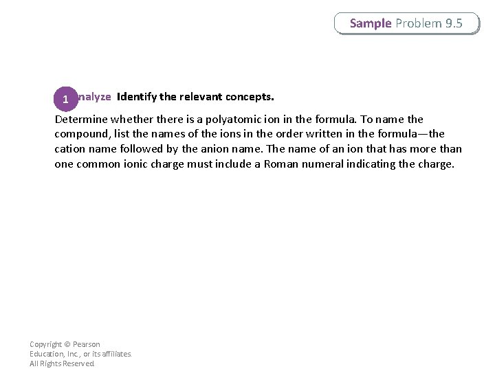 Sample Problem 9. 5 1 Analyze Identify the relevant concepts. Determine whethere is a