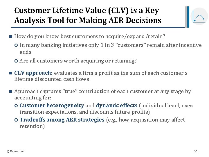 Customer Lifetime Value (CLV) is a Key Analysis Tool for Making AER Decisions n