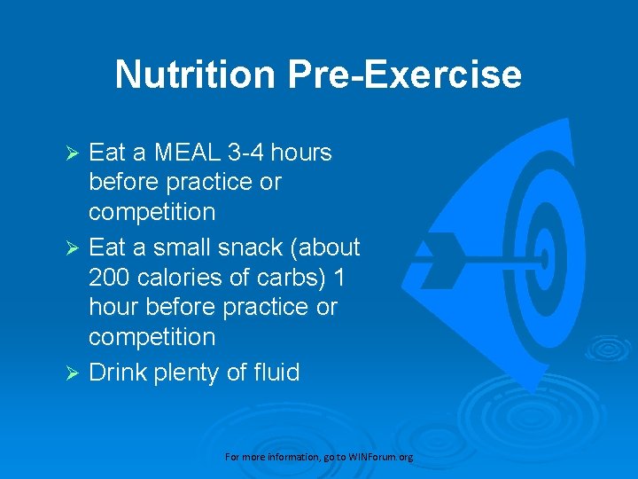 Nutrition Pre-Exercise Eat a MEAL 3 -4 hours before practice or competition Ø Eat